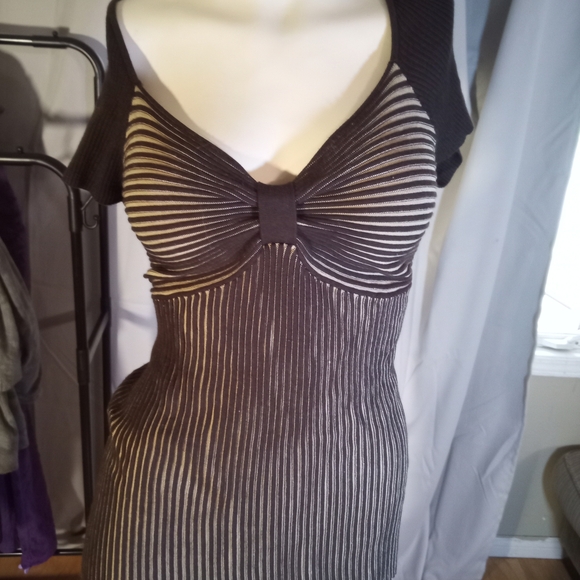 Michaels Black and Cream Striped Fabric - Picture 1 of 2